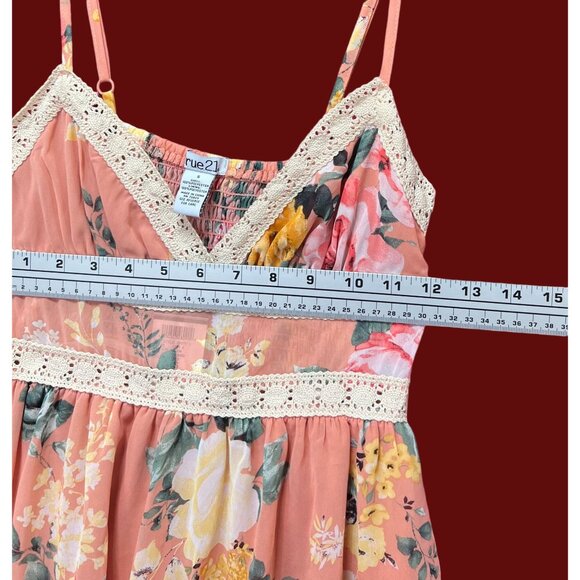 Rue 21 - Women's Summer Sleeveless High Low Hem Ruffle Floral Dress - Pink - S - Picture 3 of 16